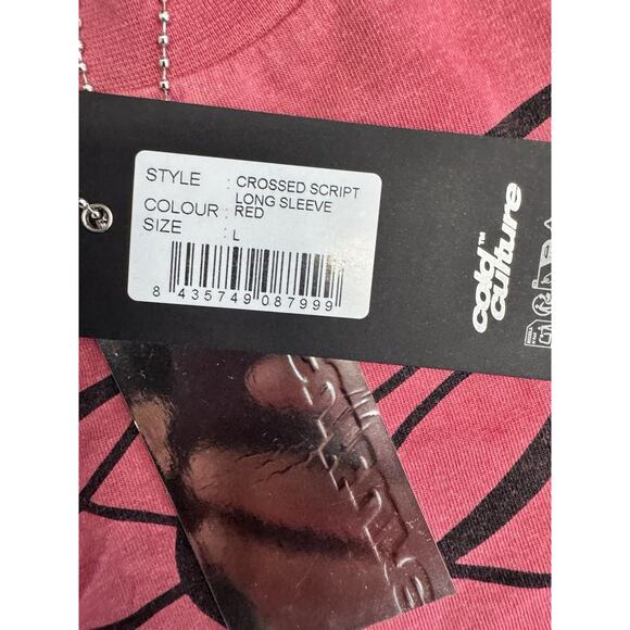 Cold Culture Men’s Crossed Script Long Sleeve Red Large - Picture 4 of 7